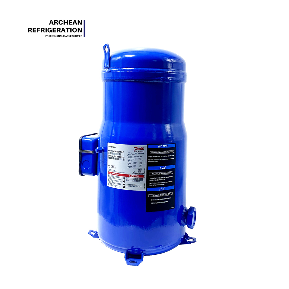 Scri&uacute; c&oacute;mhalartach Hermetic 12v Comhbhr&uacute;iteoir Scroll Danfoss SH120A4ALC le haghaidh Cuisneoir 